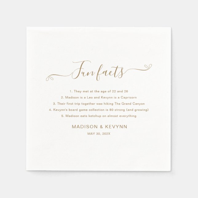 Spaß Fakten Gold Wedding Napkins Serviette (Vorderseite)