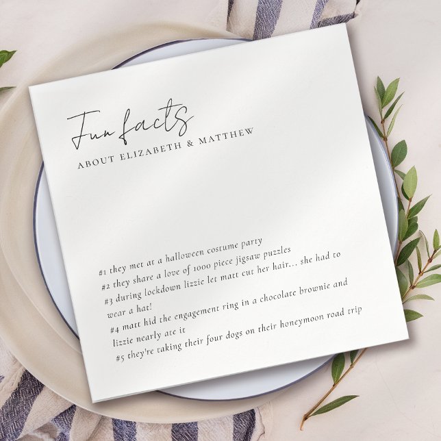 Spaß Fakten Minimalistische SkriptWedding Serviette (Von Creator hochgeladen)