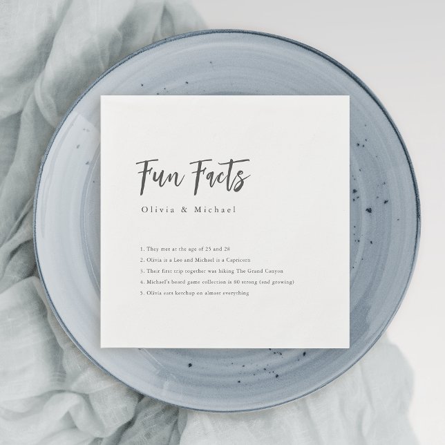 Spaß Fakten Moderne Minimalistische Hochzeit mit C Serviette (Fun Facts Modern Chic Script Minimalist Wedding Napkins)