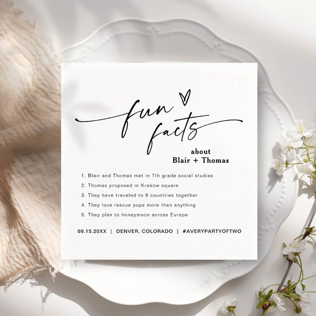 Spaß Fakten Moderne Minimalistische Hochzeit Napki Serviette (Von Creator hochgeladen)