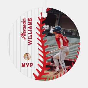 Spaß Fakten PERSONALISIERTES Foto Softball Basebal Ornament Aus Metall