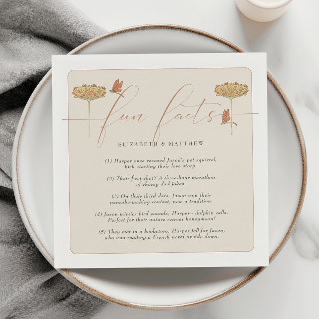 Spaß Fakten Vintag Dragonflies Orange Party Serviette (Von Creator hochgeladen)