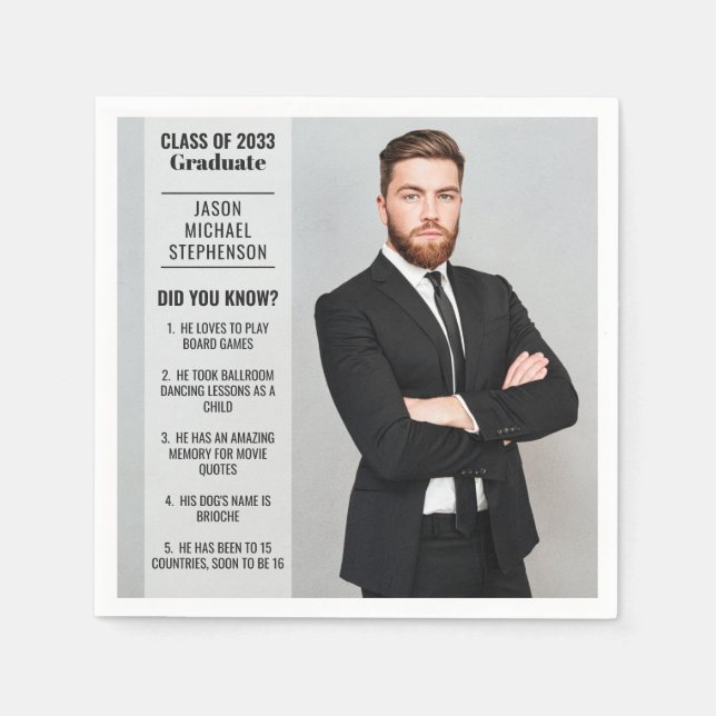 Spaß Fakten wussten Sie Abschluss Foto modern Serviette (Vorderseite)