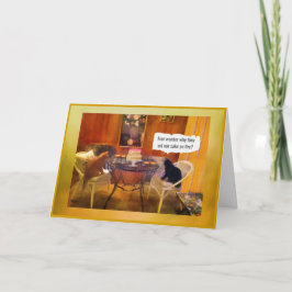 Spaß Familienkatzen Den Kuchen "in Brand setzen" K Feiertagskarte