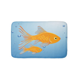Spaß Farbenblauer und orangefarbener Goldfisch Badematte