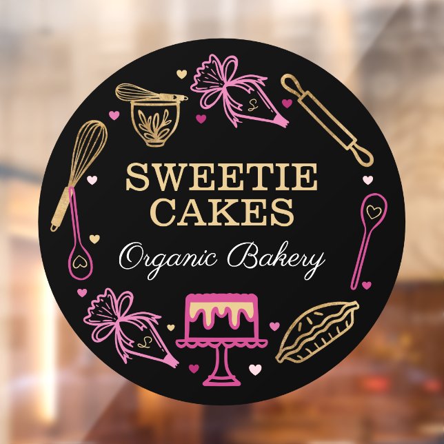 Spaß farbenfroh Backen & Kochen Utensil Schwarz &  Fensteraufkleber (Blatt 2)