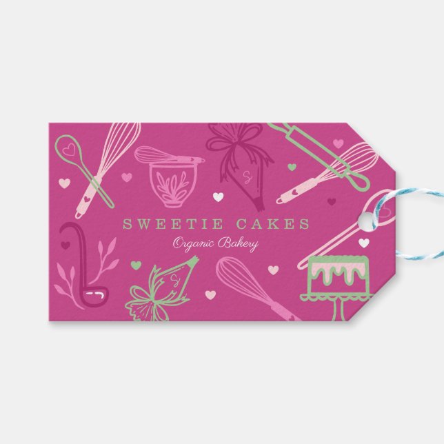 Spaß Farbenfroh Backen & Kochen Utensirosa Geschenkanhänger (Vorderseite (Horizontal))