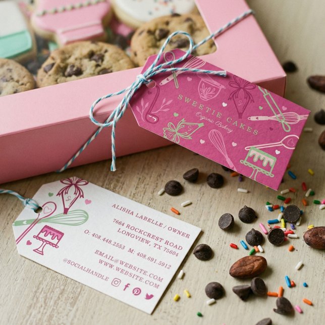 Spaß Farbenfroh Backen & Kochen Utensirosa Geschenkanhänger (Bakery Cooking Restaurant Culinary Baked With Love Gift Tags)