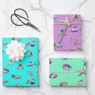 Spaß farbenfroh Küstenmeer Leben Geschenkpapier Set