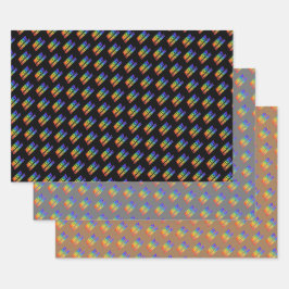 Spaß, farbenfroh, Regenbogenspektrum "MERRY CHRIST Geschenkpapier Set