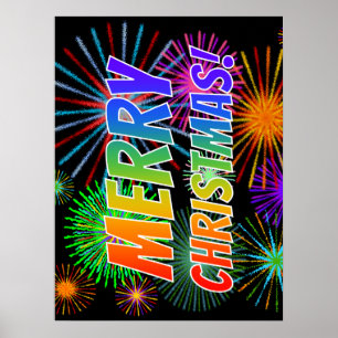 Spaß, farbenfroh, Regenbogenspektrum "MERRY CHRIST Poster