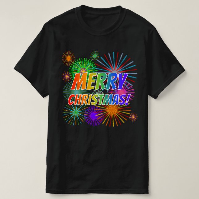 Spaß, farbenfroh, Regenbogenspektrum "MERRY CHRIST T-Shirt (Design vorne)