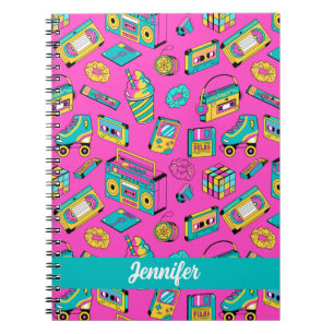 Spaß farbenfroh Retro 80er Tech Players Neon Pink  Notizblock