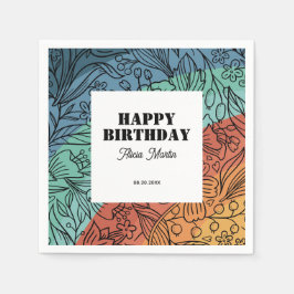 Spaß farbenfroh Retro Groovy Rainbow Floral Geburt Serviette