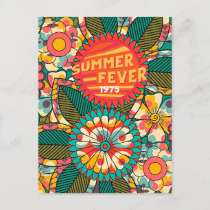 Spaß farbenfroh Retro Sommer Fieber floral Postkarte