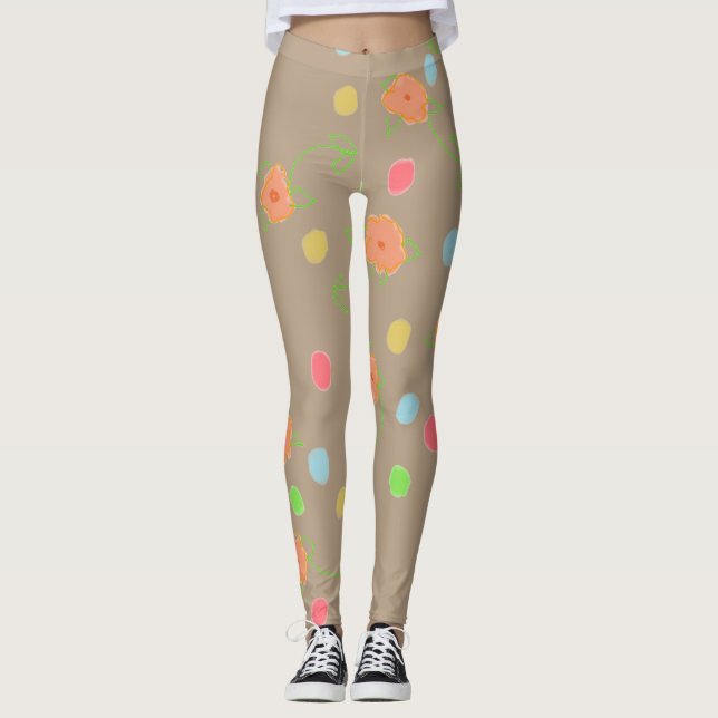 Spaß farbenfroh und blumenreich leggings (Vorderseite)