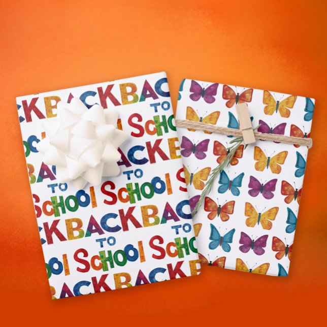 Spaß farbenfroh zurück zur Schule Wasserfarbenblen Geschenkpapier Set (Von Creator hochgeladen)