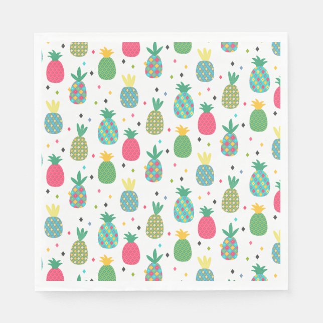 Spaß farbenfrohe Ananas gemustert Serviette (Vorderseite)