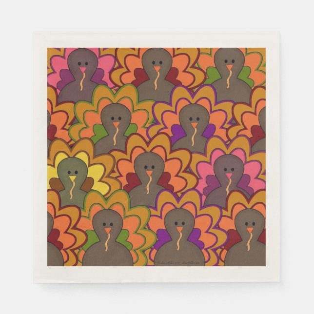 Spaß Farbenfrohe Erntedank Trukeys Holiday Napkins Serviette (Vorderseite)