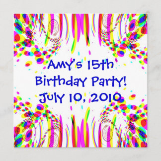 Spaß farbenfrohe Geburtstagsparty!Einladung Einladung