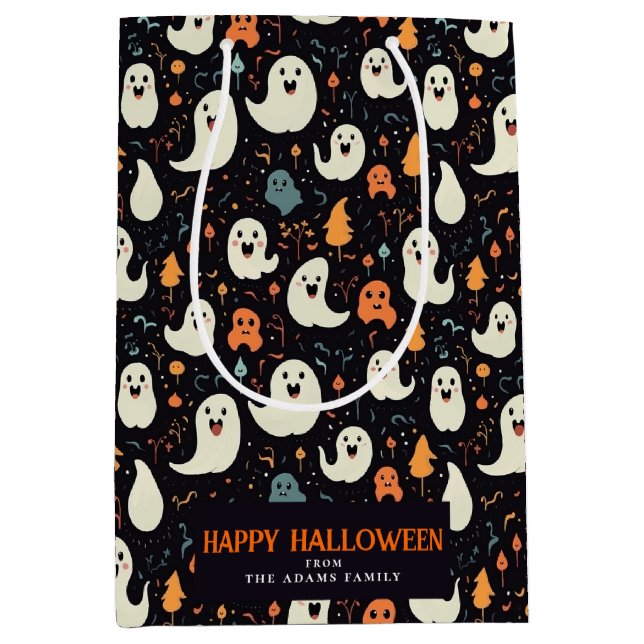 Spaß Farbenfrohe Geister Personalisiert glückliche Mittlere Geschenktüte (Vorderseite)