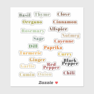 Spaß farbenfrohe Gewürze der beliebten Küche Aufkleber