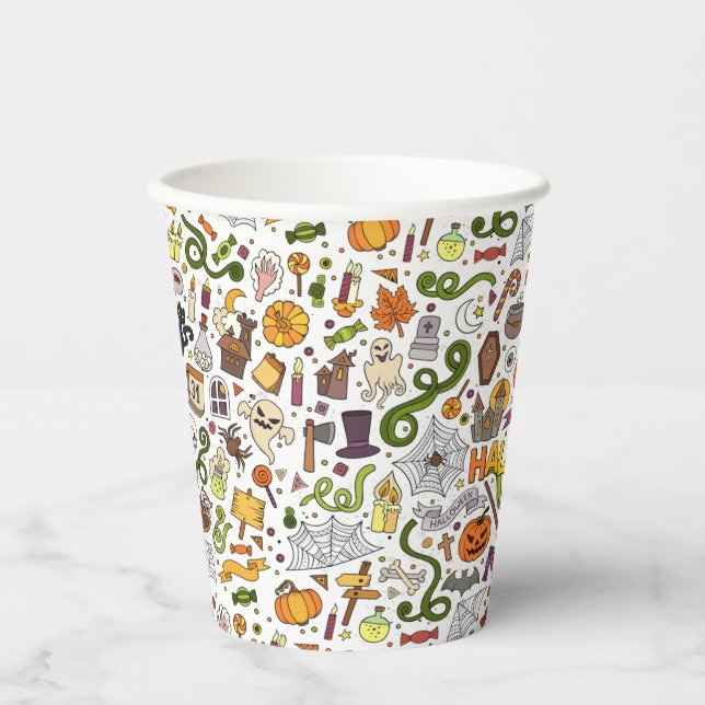 Spaß farbenfrohe Halloween Thema Party Paper Cups Pappbecher (Vorderseite)
