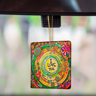 Spaß farbenfrohe Herzen Ich Liebe Sie Inspiritivit Keramikornament