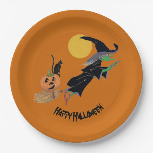 Spaß Farbenfrohe Hexe Halloween-Party Pappteller