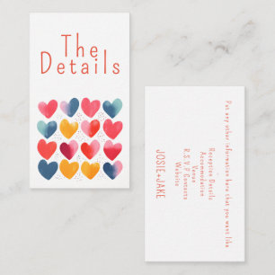 Spaß farbenfrohe Liebe Herz Hochzeit Details Begleitkarte