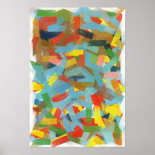 Spaß Farbenfrohe Paint Daub Rectangle Abstrakte Ku Poster