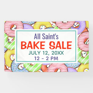 Spaß farbenfrohe Pastel Donuts Bake Sale Banner