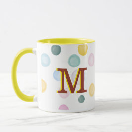 Spaß Farbenfrohe Polka Dots 3D Monogramm  Tasse