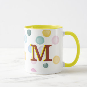 Spaß Farbenfrohe Polka Dots 3D Monogramm  Tasse