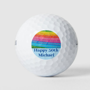 Spaß Farbenfrohe Regenbogen Geburtstag Golfer Golfball