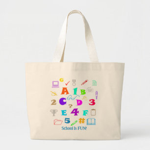Spaß, farbenfrohe Schulstücke, Personalisierter Le Jumbo Stoffbeutel