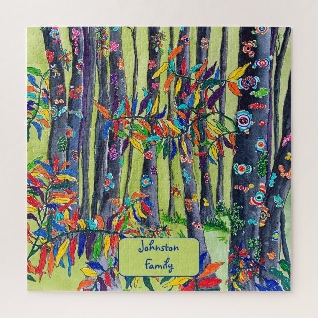 Spaß farbenfroher Blauwald & Grünwald Puzzle (Vertikal)