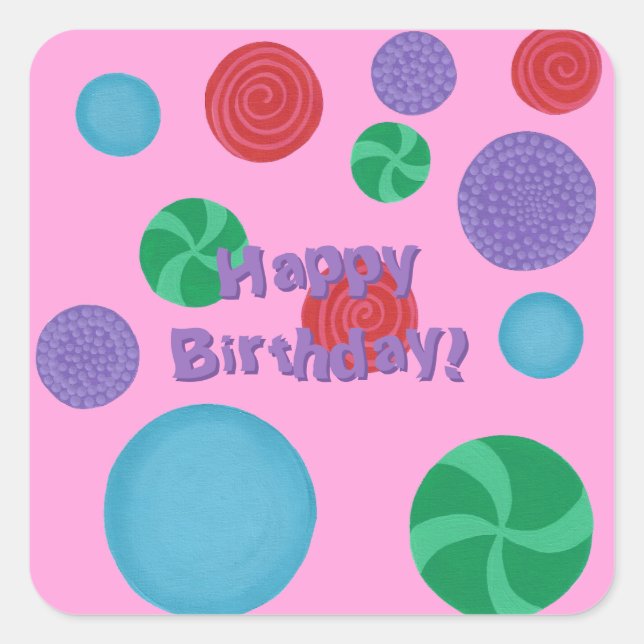 Spaß farbiges Glück Geburtstag Polka Dots Stickers (Vorderseite)