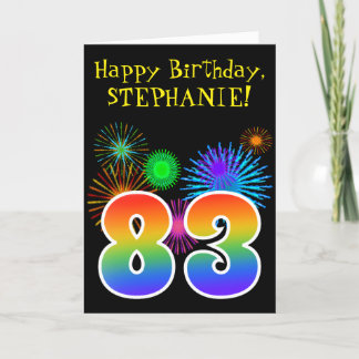 Spaß-Feuerwerke + Regenbogen-Muster "83" Karte