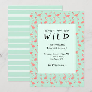 Spaß-Flamingo-Geburtstags-Party   geboren, wild zu Einladung