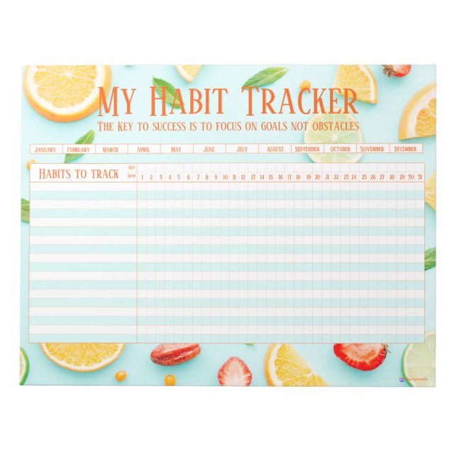 Spaß frisch Frucht neues Jahr Habit Tracker Notizblock (Vorderseite)
