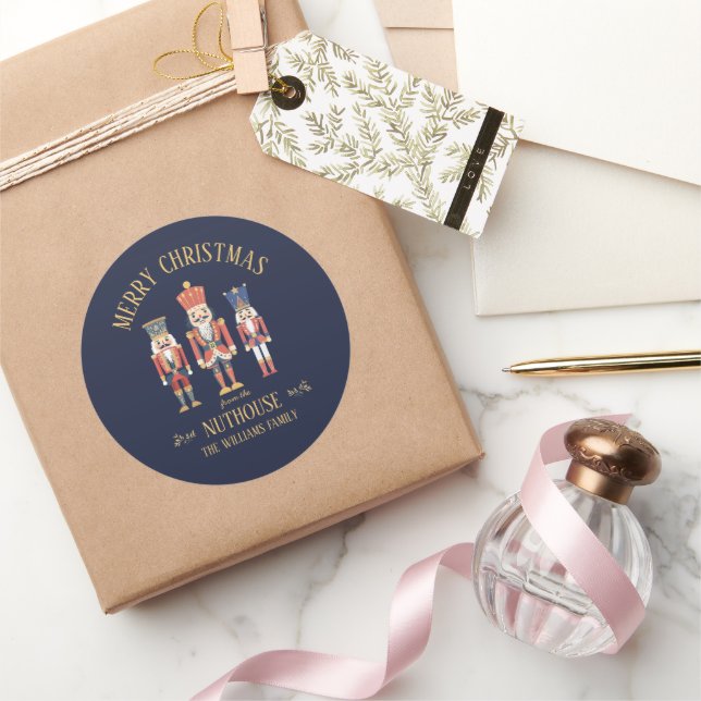 Spaß frohe Weihnachten von der Nuthouse Nutcracker Runder Aufkleber (Schenken)