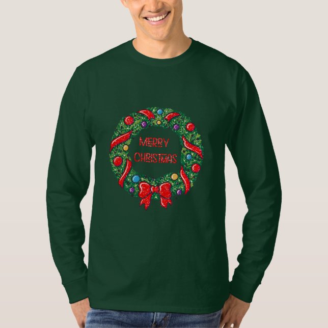 Spaß frohe Weihnachten Whimsical Reef Red Bow Mode T-Shirt (Vorderseite)