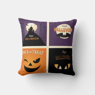 Spaß Frohes Halloween Schwarz & Orange Kissen