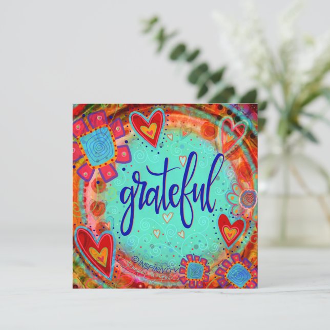 Spaß fröhlich dankbare Segnungen Inspiration Dankeskarte (Stehend Vorderseite)