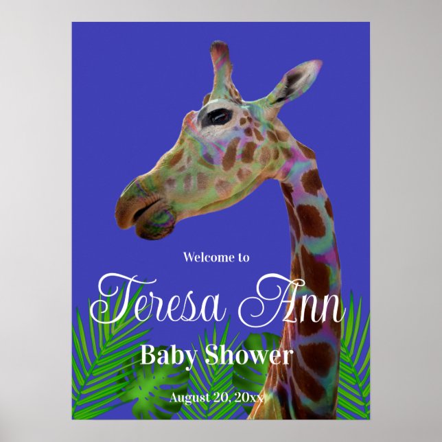 Spaß funky bunter Giraffe Baby Shower Board Poster (Vorne)