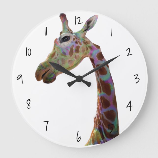 Spaß funky farbenfrohe Giraffe Acrylmauer Uhr (Vorderseite)