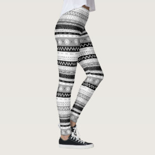 Spaß, Funky, Multi Gemustert Black & White Leggings