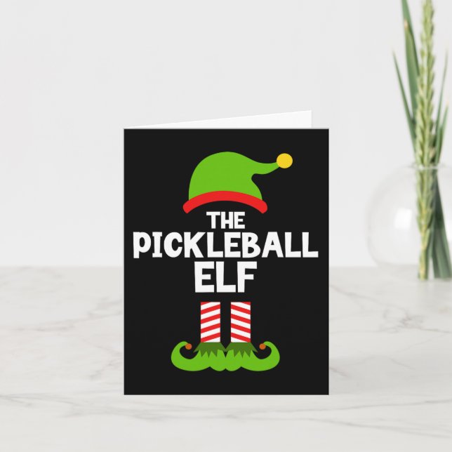 Spaß für die Weihnachtslieder Pickleball-Elf-Famil Karte (Vorderseite)
