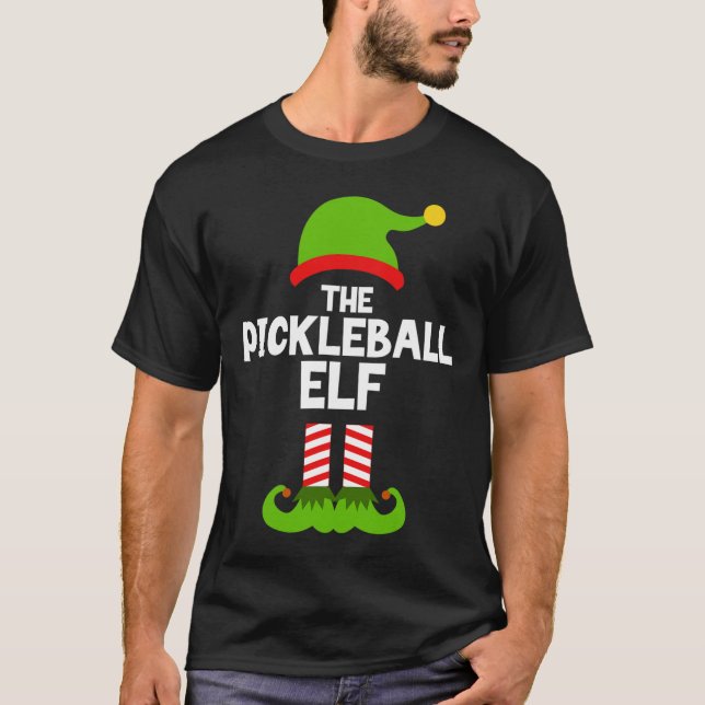 Spaß für die Weihnachtslieder Pickleball-Elf-Famil T-Shirt (Vorderseite)